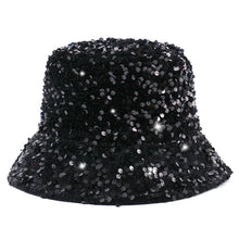 Load image into Gallery viewer, Black Sequin Bucket Hat
