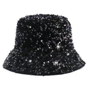 Black Sequin Bucket Hat