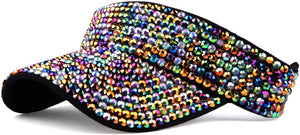 Multi Oil Spill- Rhinestone Sun Visor Hat