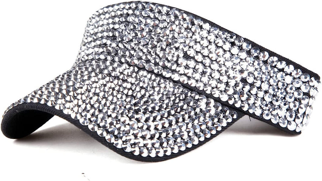 Silver- Rhinestone Sun Visor Hat