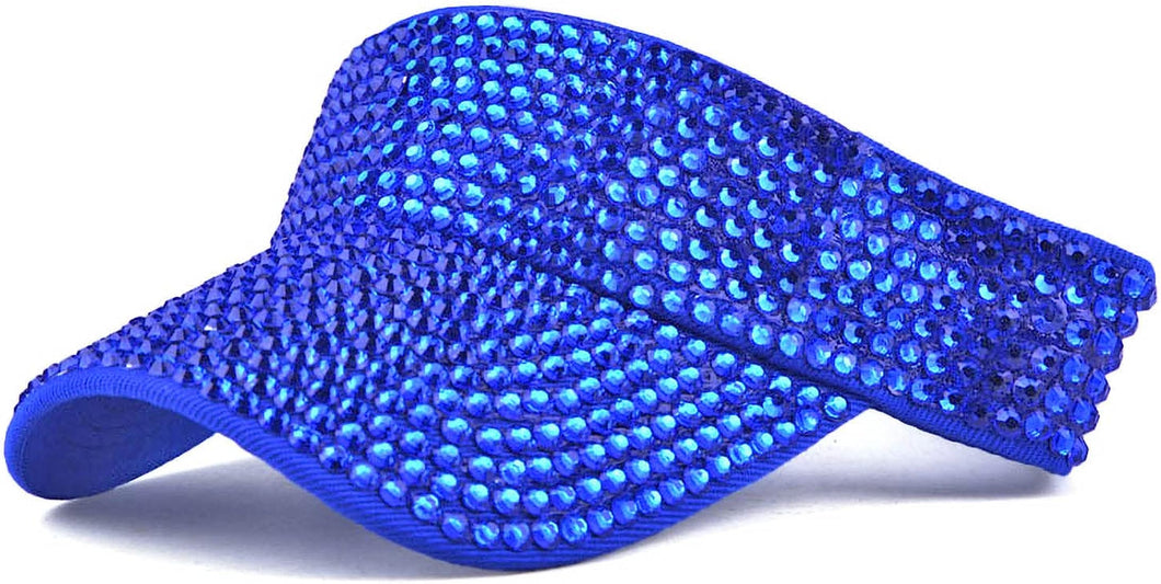 Blue- Rhinestone Sun Visor Hat