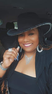 Black Silver/Rhinestone Cowgirl Fedora