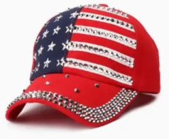 American Flag Rhinestone Cap