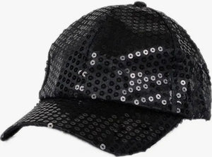 Black Sequin Baseball Cap