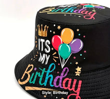 Load image into Gallery viewer, It's My Birthday Bucket Hat- Black
