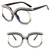 Load image into Gallery viewer, Black/Silver Rhinestone Glasses
