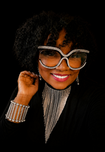 Load image into Gallery viewer, Black/Silver Rhinestone Glasses
